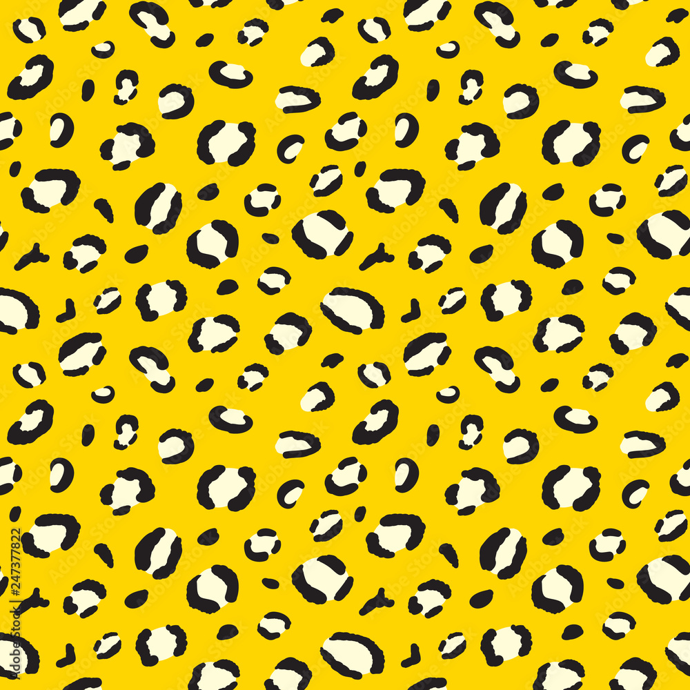 Yellow leopard print. Seamless animal fur texture.