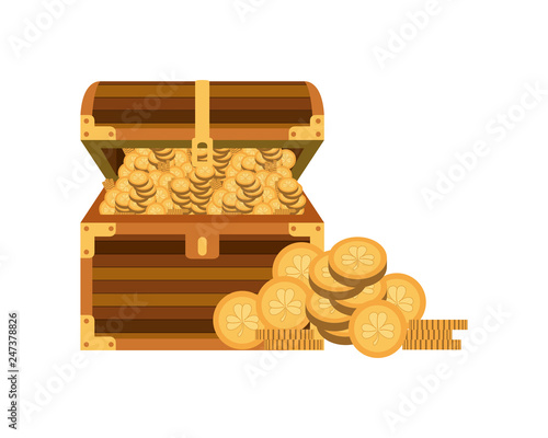 chest with coins isolated icon