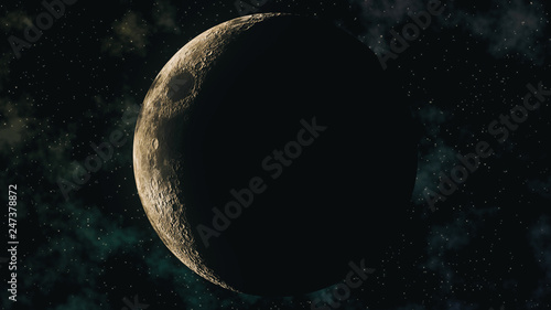 Realistic seamless 3D illustration of moon phase. High quality moon wax and wane through crescent lunar cycle. Space concept of Earth satellite in 4k photo
