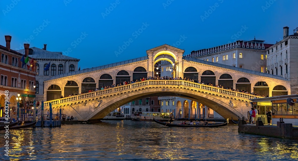Italy beauty, Rialto bridge on Grand canal street in Venice, Venezia