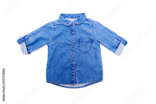 children's jeans shirt on a white isolated background