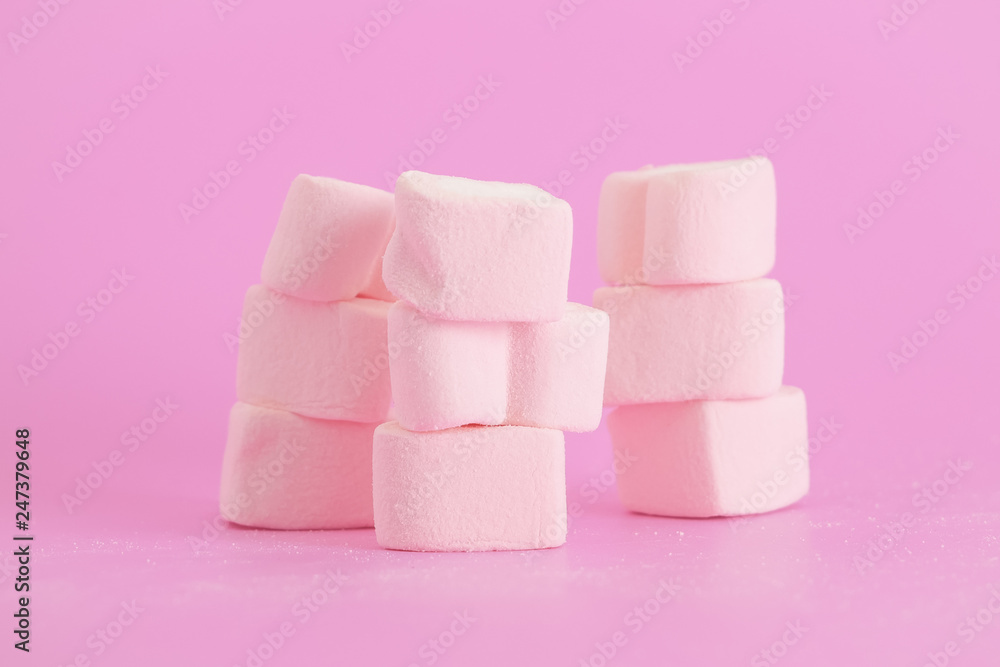 Pink hear marshmallow , Sweets hearts of marshmallow on pink background. Valentine's Day Gift Pink hear marshmallow , Sweets hearts of marshmallow on pink background. Valentine's Day Gift