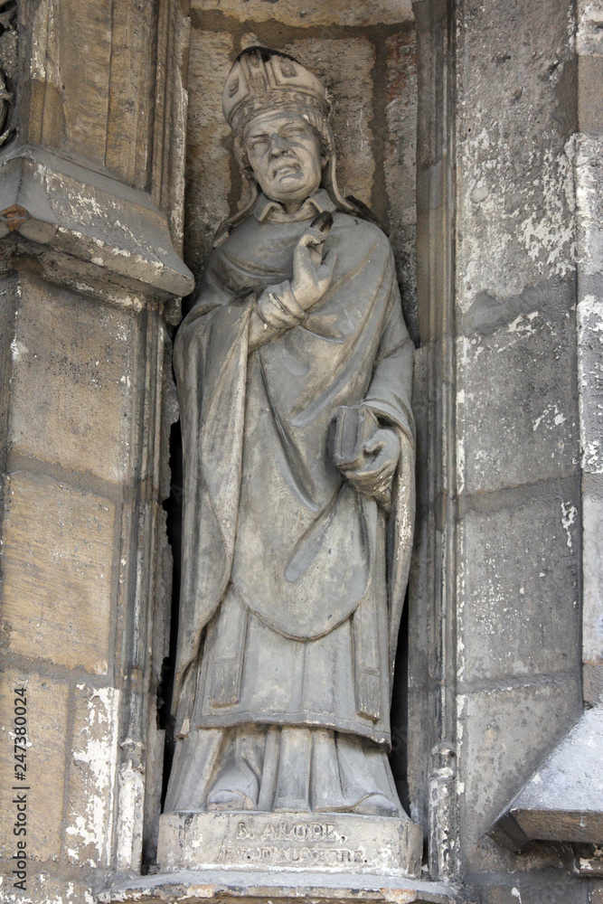 Saint Alode statue, Saint Germain l'Auxerrois church, Paris