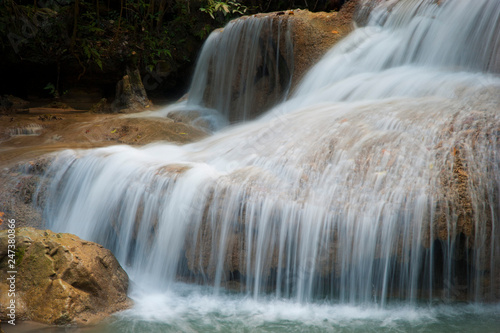Beautiful nature and waterfall in the jungle, Erawan, Thailand