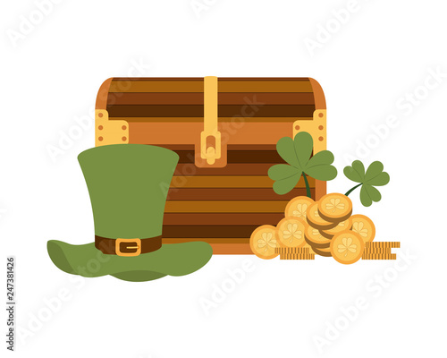 chest with leprechaun hat isolated icon
