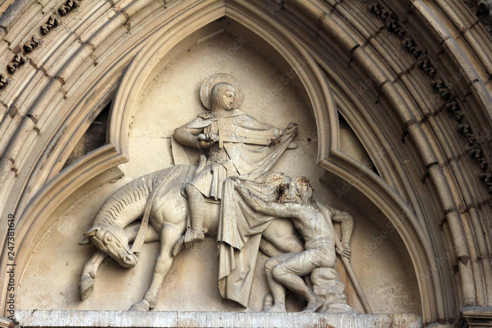 Saint Martin of Tours, bas-relief, church of St. Severin in Paris