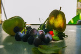 Фрукты на столе виноград,груша,кизил,яблоко