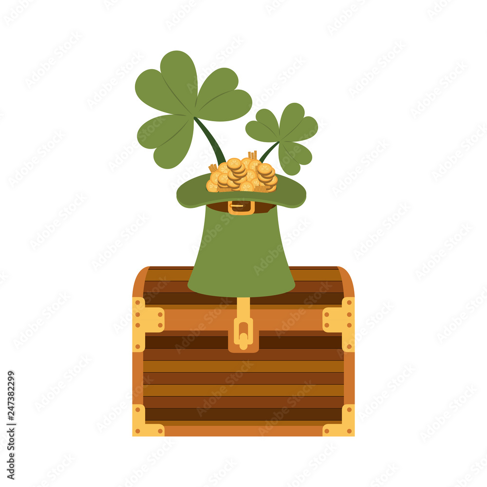 chest with leprechaun hat isolated icon chest with leprechaun hat isolated icon