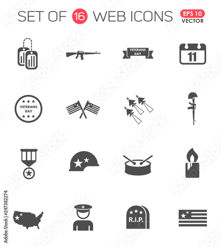 veterans day icon set. veterans day web icons for your project