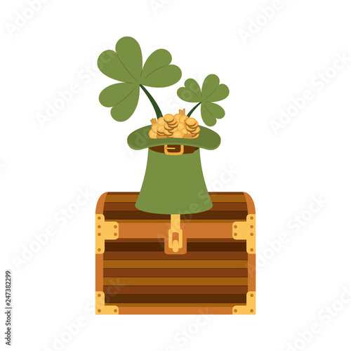 chest with leprechaun hat isolated icon