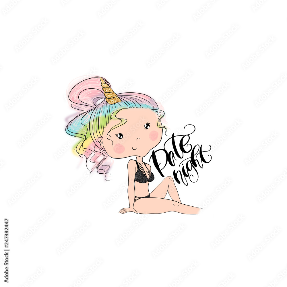 Unicorn Girl In A Black Bathing Suit Isolated On A White Background Hand Drawn Date Night Illustration
Unicorn Girl In A Black Bathing Suit Isolated On A White Background Hand Drawn Date Night Illustration