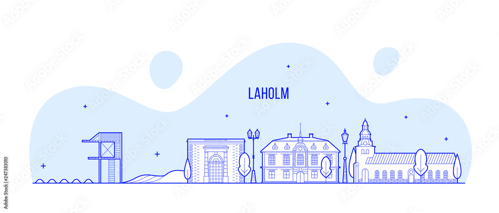 Fototapeta Laholm skyline Halland County Sweden city vector