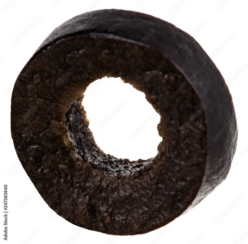slice black oliv isolated on a white background. With clipping path slice black oliv isolated on a white background. With clipping path