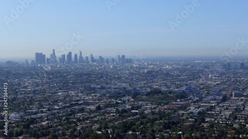 Wallpaper Mural Ultra wide angle view of Los Angeles, California, United States of America. Famous American city on US West Coast as seen from Griffith Observatory. Urban view with buildings, streets, sky, landscape Torontodigital.ca