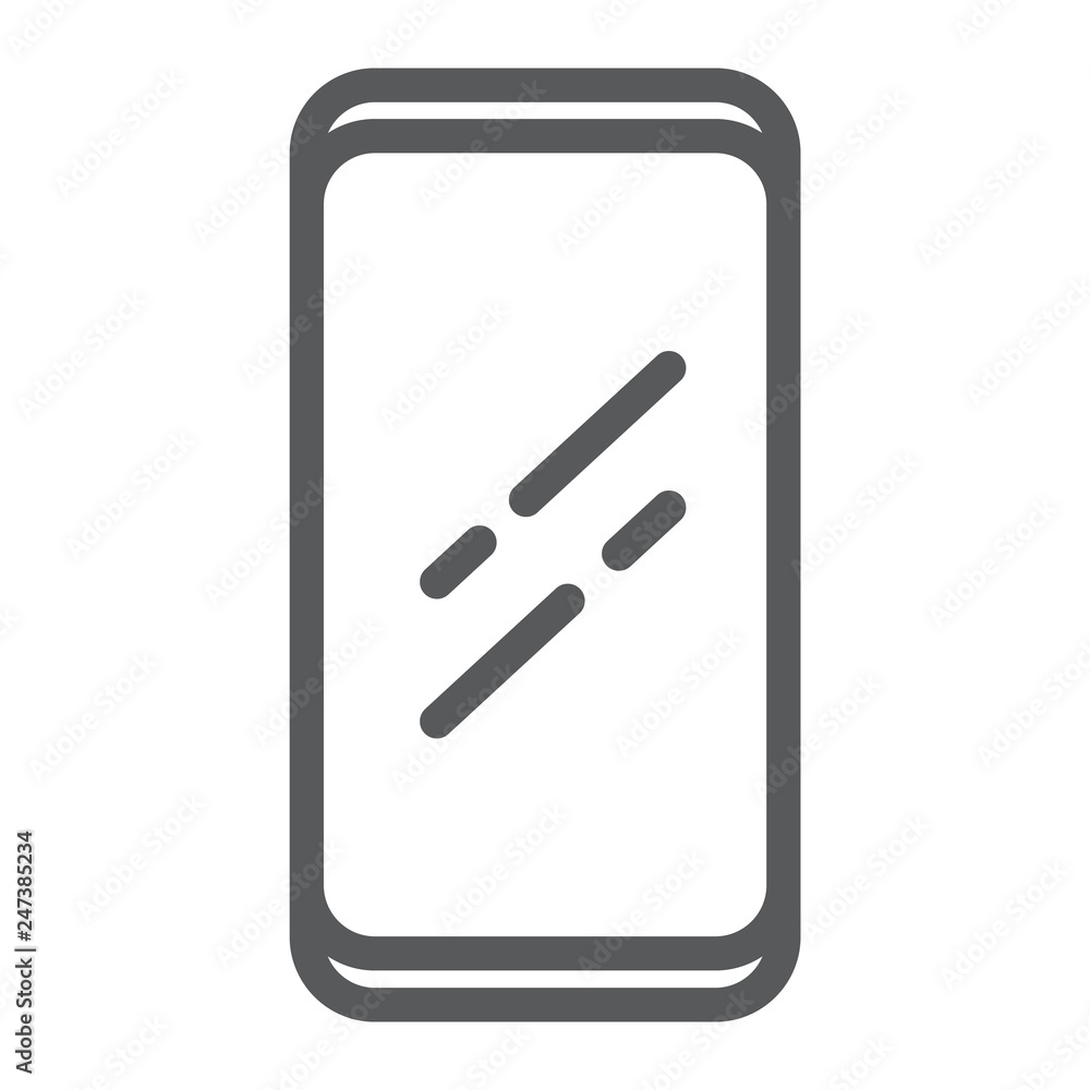 Smartphone without frame line icon, device and communication, frameless phone sign, vector graphics, a linear pattern on a white background. Smartphone without frame line icon, device and communication, frameless phone sign, vector graphics, a linear pattern on a white background.