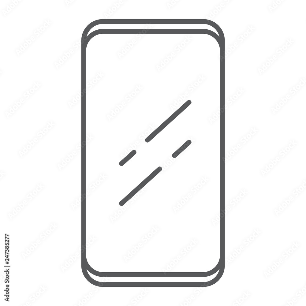 Smartphone without frame thin line icon, device and communication, frameless phone sign, vector graphics, a linear pattern on a white background. Smartphone without frame thin line icon, device and communication, frameless phone sign, vector graphics, a linear pattern on a white background.
