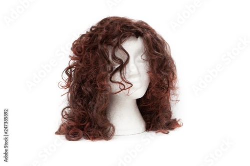Plakat w ramie Fashion color wig on white background