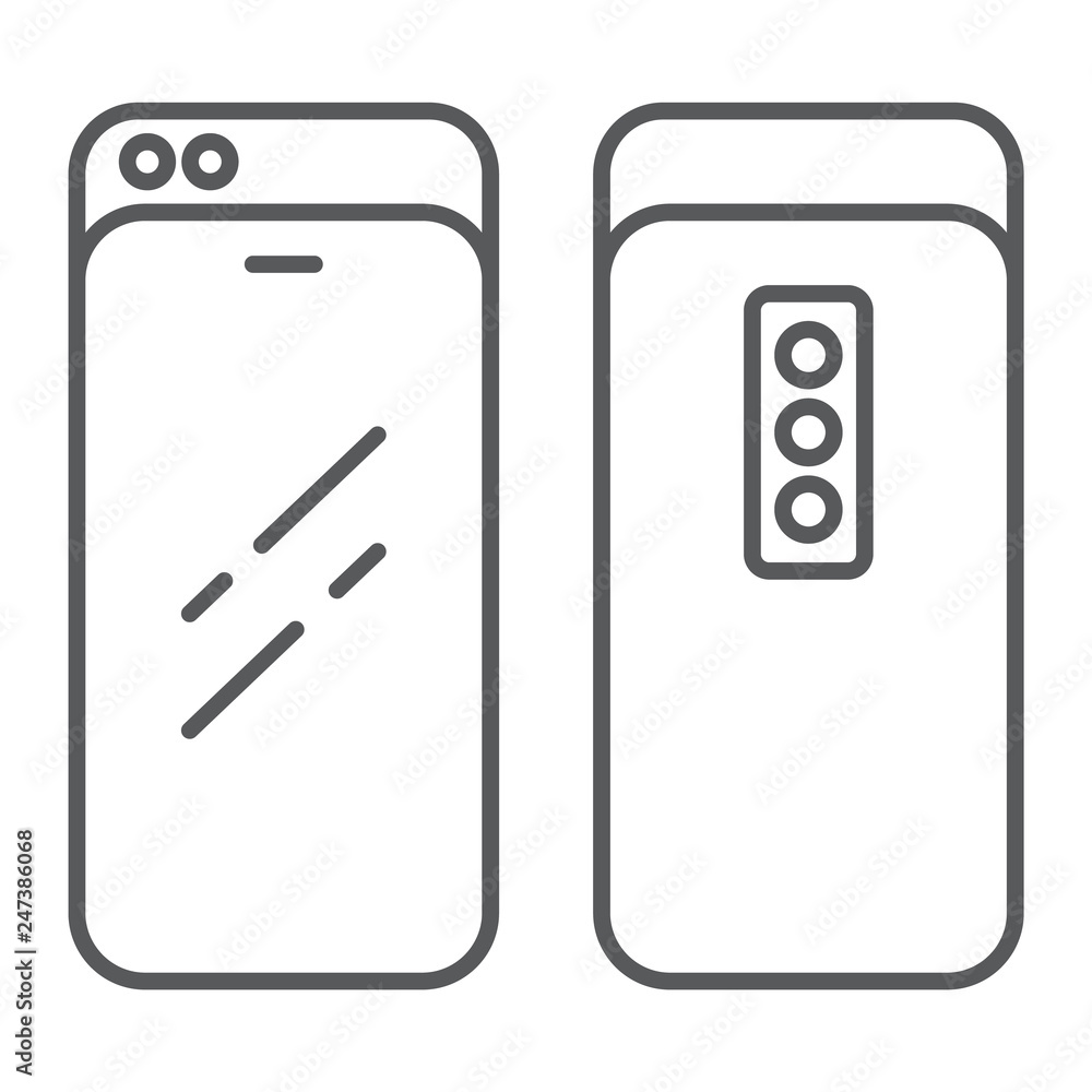 Slider smartphone thin line icon, technology and communication, mobile phone sign, vector graphics, a linear pattern on a white background. Slider smartphone thin line icon, technology and communication, mobile phone sign, vector graphics, a linear pattern on a white background.