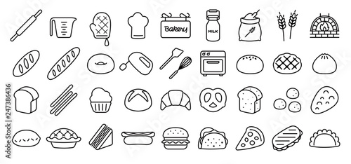 Fotografia Bread and Bakery Icon Set (Thin Line Version)