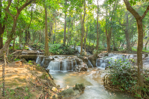 Beautiful waterfall scene Kroeng Krawia Waterfall at Kanchanaburi ,Thailand © moxumbic