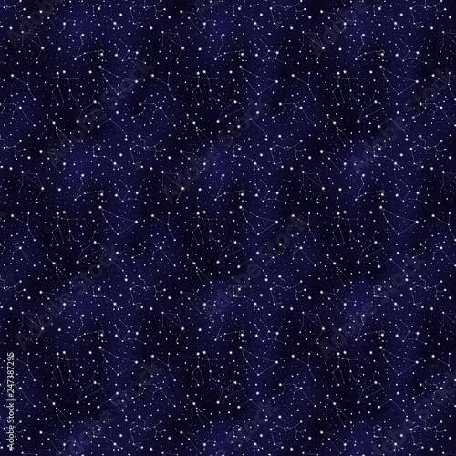 Seamless pattern with zodiacal constellation