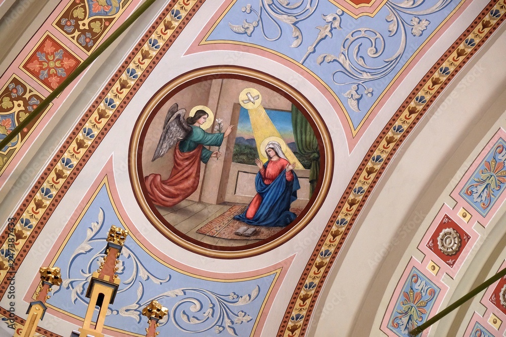 Annunciation of Mary, fresco in the church of Saint Matthew in Stitar, Croatia 