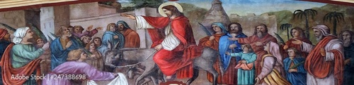 Foto Jesus` triumphal entry into Jerusalem, Palm Sunday, church of Saint Matthew in S