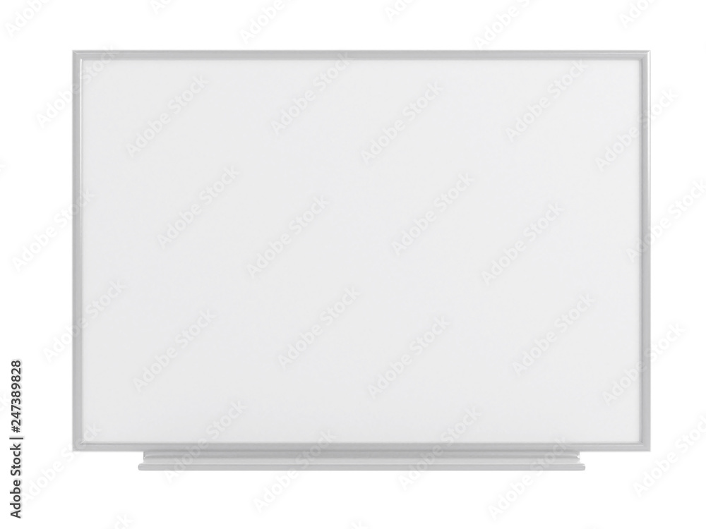 Empty whiteboard (magnetic board) isolated on white. Mockup template- 3D rendering Empty whiteboard (magnetic board) isolated on white. Mockup template- 3D rendering