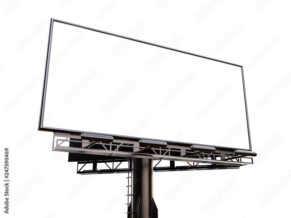 Obraz premium 3D rendering of blank billboard (empty advertisement) isolated on white background - mock up template