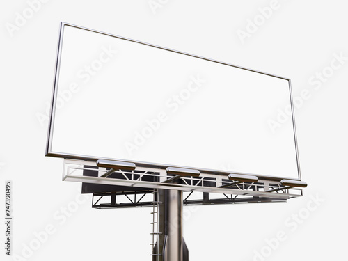 3D rendering of blank billboard (empty advertisement) isolated on white background - mock up template