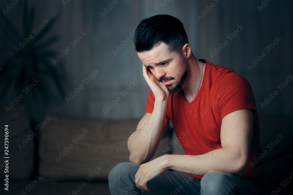 Sad Depressed Man Feeling Anxious and Stressed Out