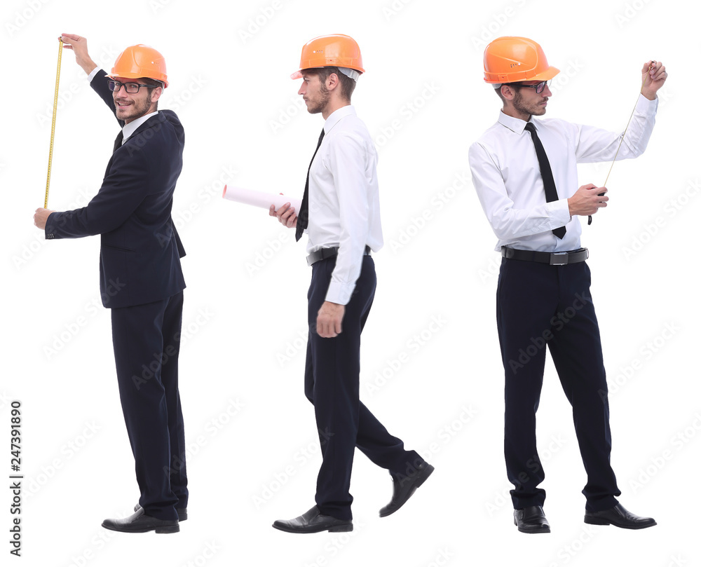in full growth .qualified engineer architect isolated on white in full growth .qualified engineer architect isolated on white