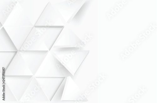 Abstract. Triangle polygon, white paper background, light and shadow .Vector