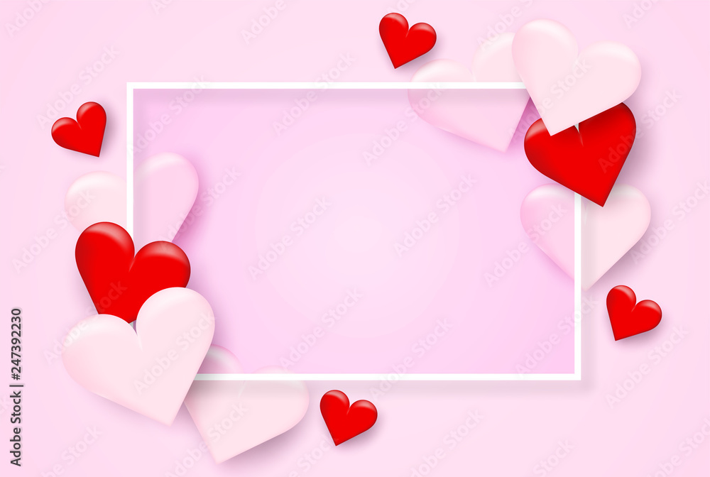 Happy Valentine day background . Design with heart on pink background. Vector. Happy Valentine day background . Design with heart on pink background. Vector.