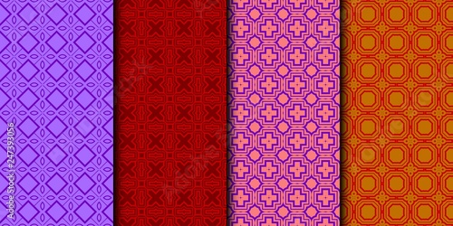 Set Of Geometric Ornament. Seamless Vector Pattern. Interior Decoration, Wallpaper, Invitation, Fashion Design.