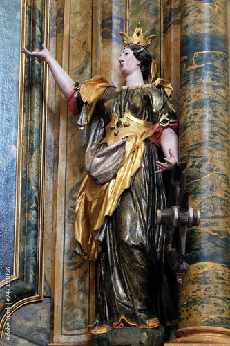 Statue of Saint Catherine of Alexandria on the Saint Mary altar in the church of Saint Leonard of Noblac in Kotari, Croatia photo