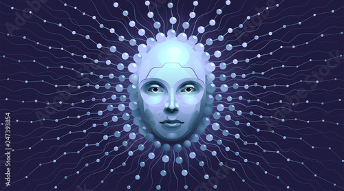 Artistic Representation Of Artificial Intelligence. Vector illustration on the subject of 'Future Technologies'.