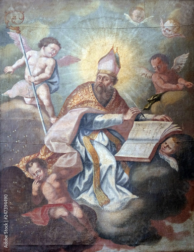 Fotobehang Saint Gregory altarpiece in the church of Saint Leonard of Noblac in Kotari, Cro