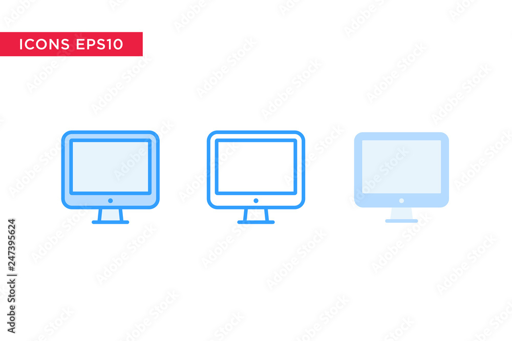 computer, pc icon in line, outline, filled outline and flat design style isolated on white background. vector eps10 computer, pc icon in line, outline, filled outline and flat design style isolated on white background. vector eps10