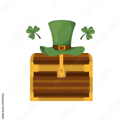 chest with leprechaun hat isolated icon