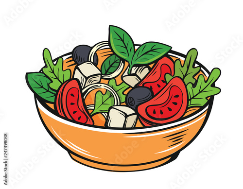 fresh salad with lettuce, tomatoes and olives
