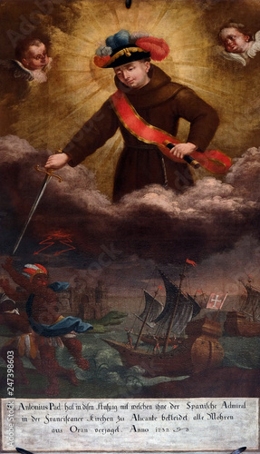 Saint Anthony of Padua in the uniform of an admiral in the battle of Oran, altarpiece in the church of Saint Leonard of Noblac in Kotari, Croatia 