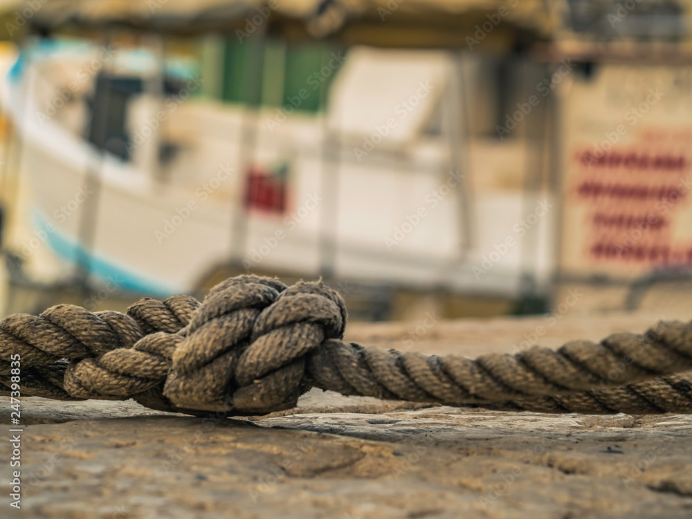 old rusty rope on a ship