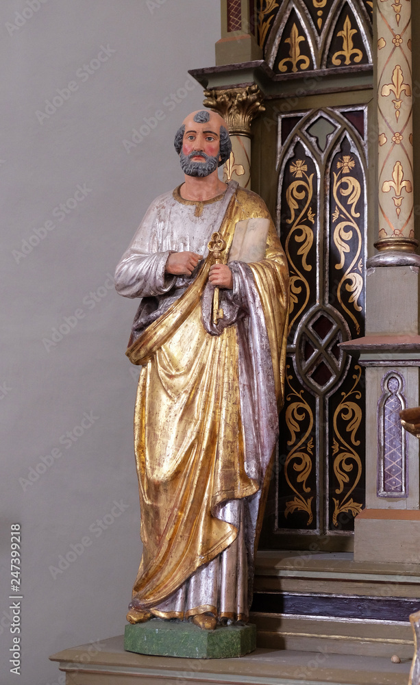 Statue of Apostle saint Peter on the altar of the Virgin Mary in the church of Saint Martin in Sv. Martin pod Okicem, Croatia Statue of Apostle saint Peter on the altar of the Virgin Mary in the church of Saint Martin in Sv. Martin pod Okicem, Croatia