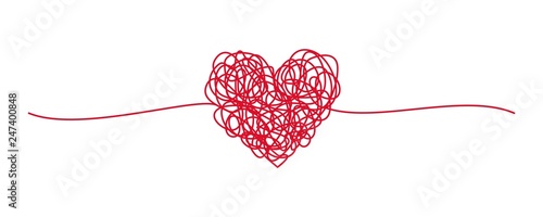 Tangled grungy red heart scribble