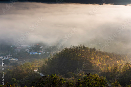 Viewpoint of the sea of fog Chiang Khan District, Thailand