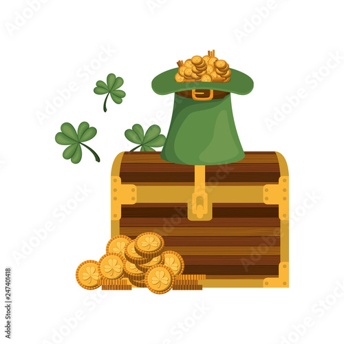 chest with leprechaun hat isolated icon