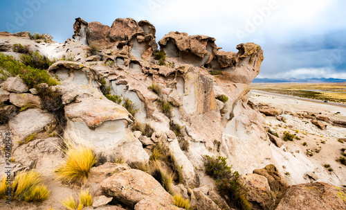 Amazing view of Bolivian mountain rocks and spacious landscape