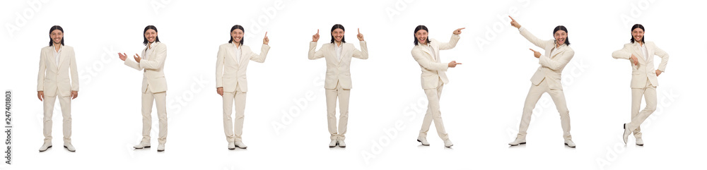 Man in funny concept isolated on white Man in funny concept isolated on white