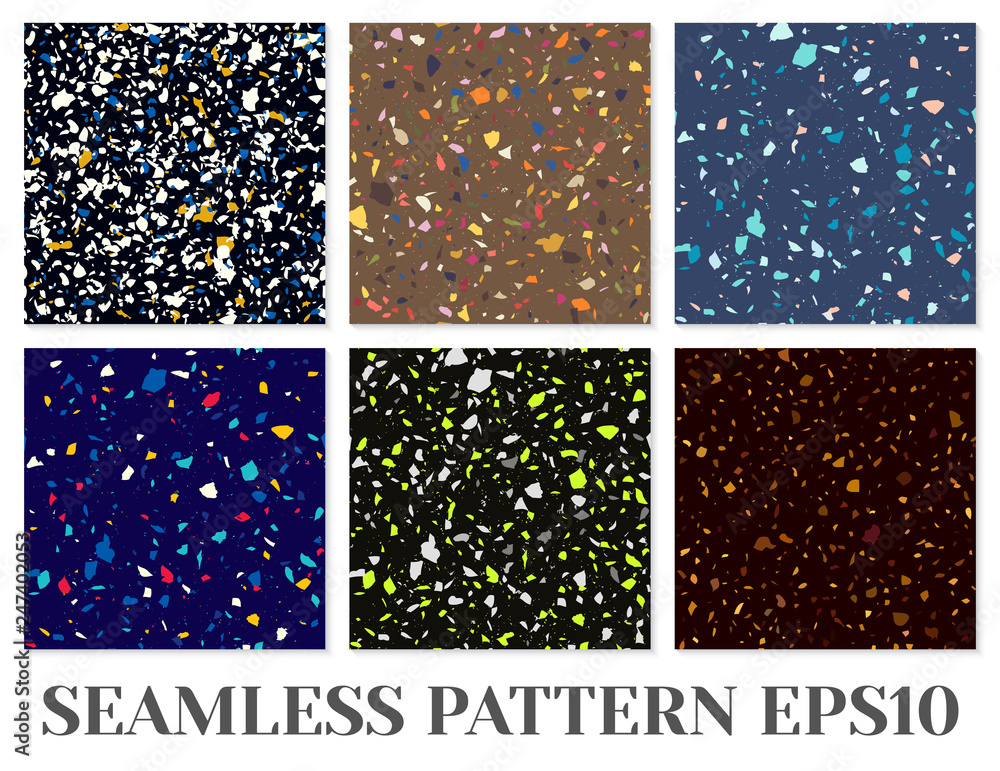 Terrazzo flooring vector seamless pattern. Texture of classic italian ...